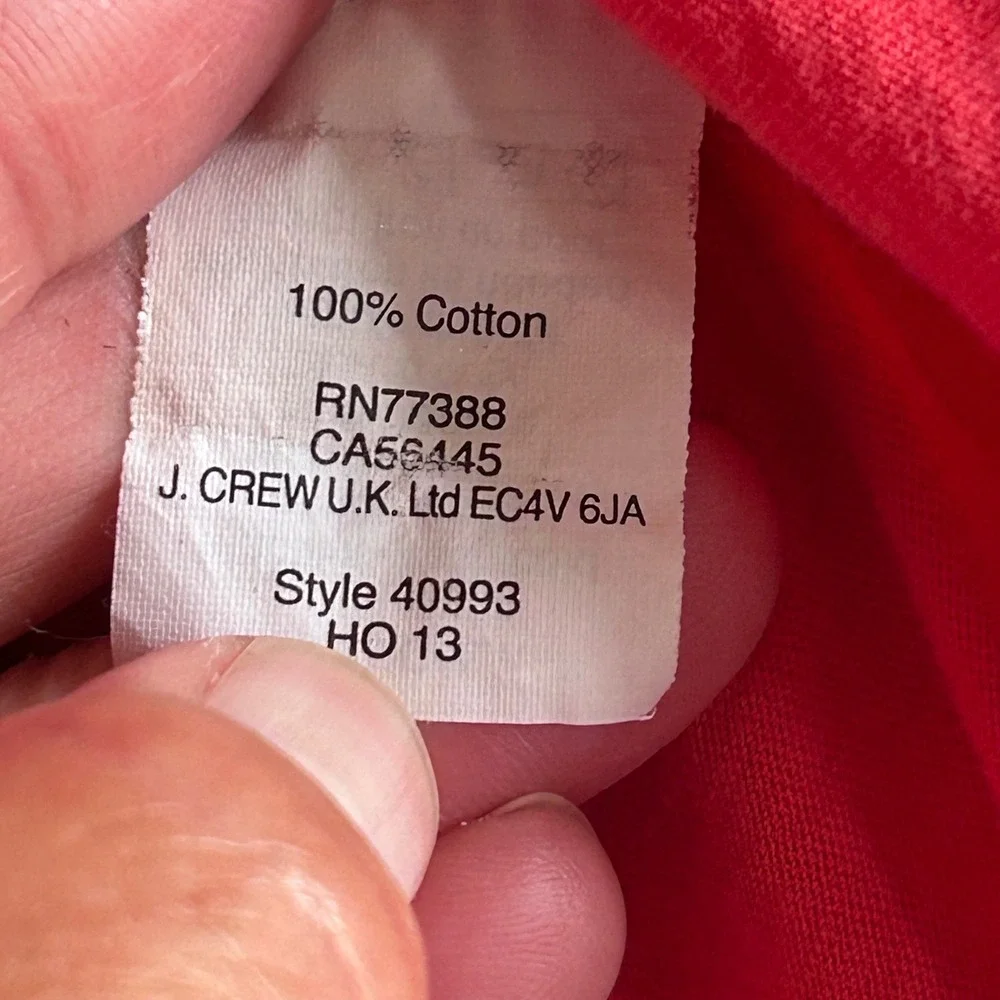 J. Crew Slim Washed V-Neck T-Shirt Red 100% Cotton Mens Large 40993 HO13